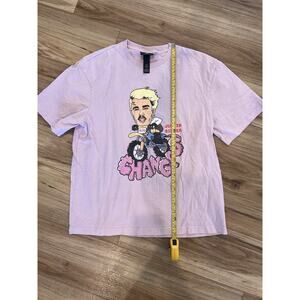 H&M Justin Bieber Men Medium Pink “ Changes” Motorbike Clouds Blonde T shirt‎